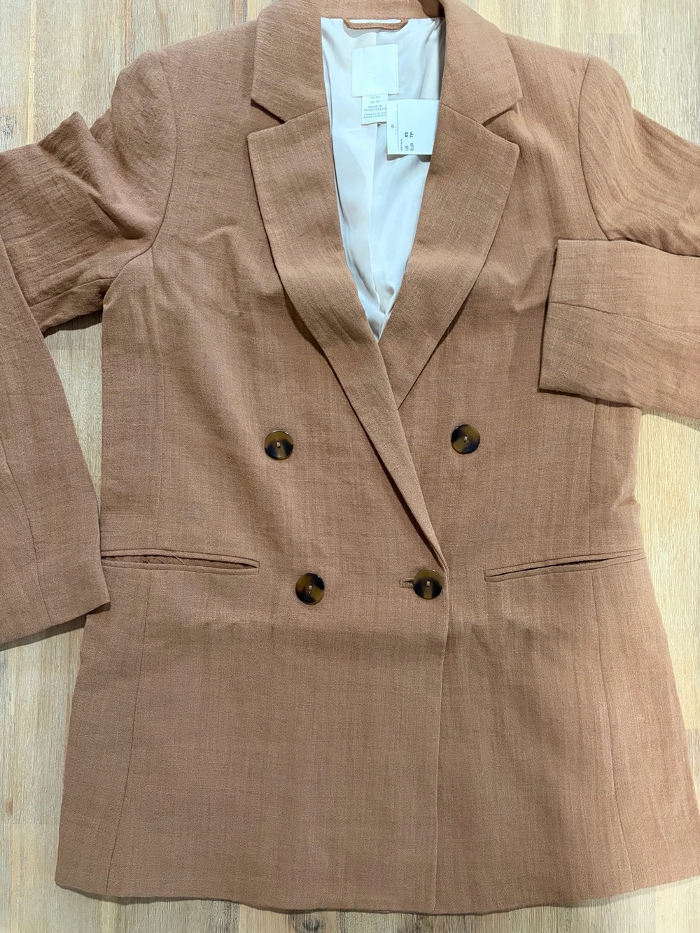 H&M Double-Breasted Blazer in Light Brown